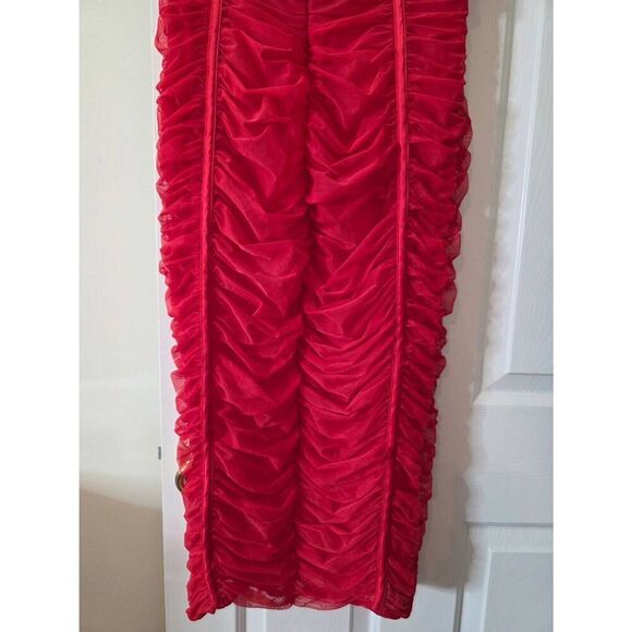 House of cb Maya scarlet ruched midi dress L+ Plus Cup NWOT $239 - Picture 10 of 14